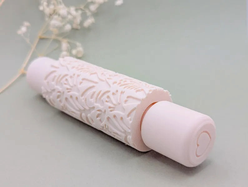 Wild flower border polymer clay seamless texture hand roller embossing set