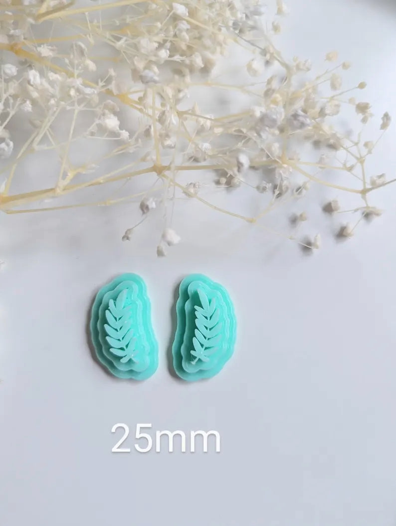 Leaf clay stamps, botanical polymer clay stem stamp sets