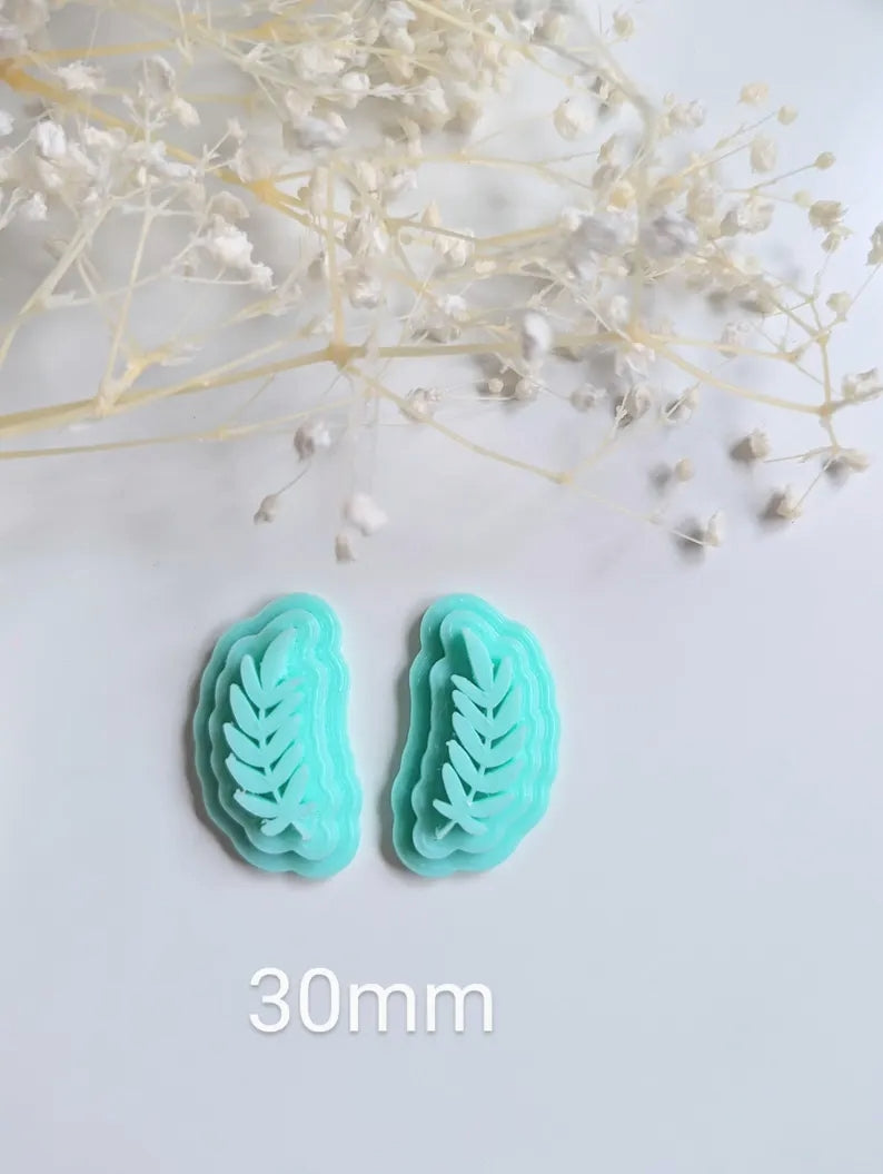 Leaf clay stamps, botanical polymer clay stem stamp sets