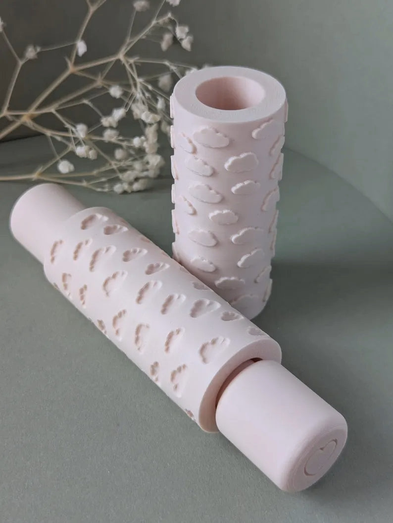 Cloud polymer clay seamless texture hand roller embossing set