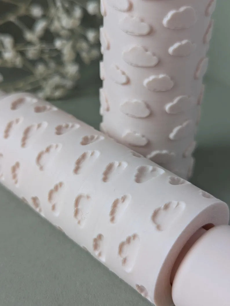 Cloud polymer clay seamless texture hand roller embossing set