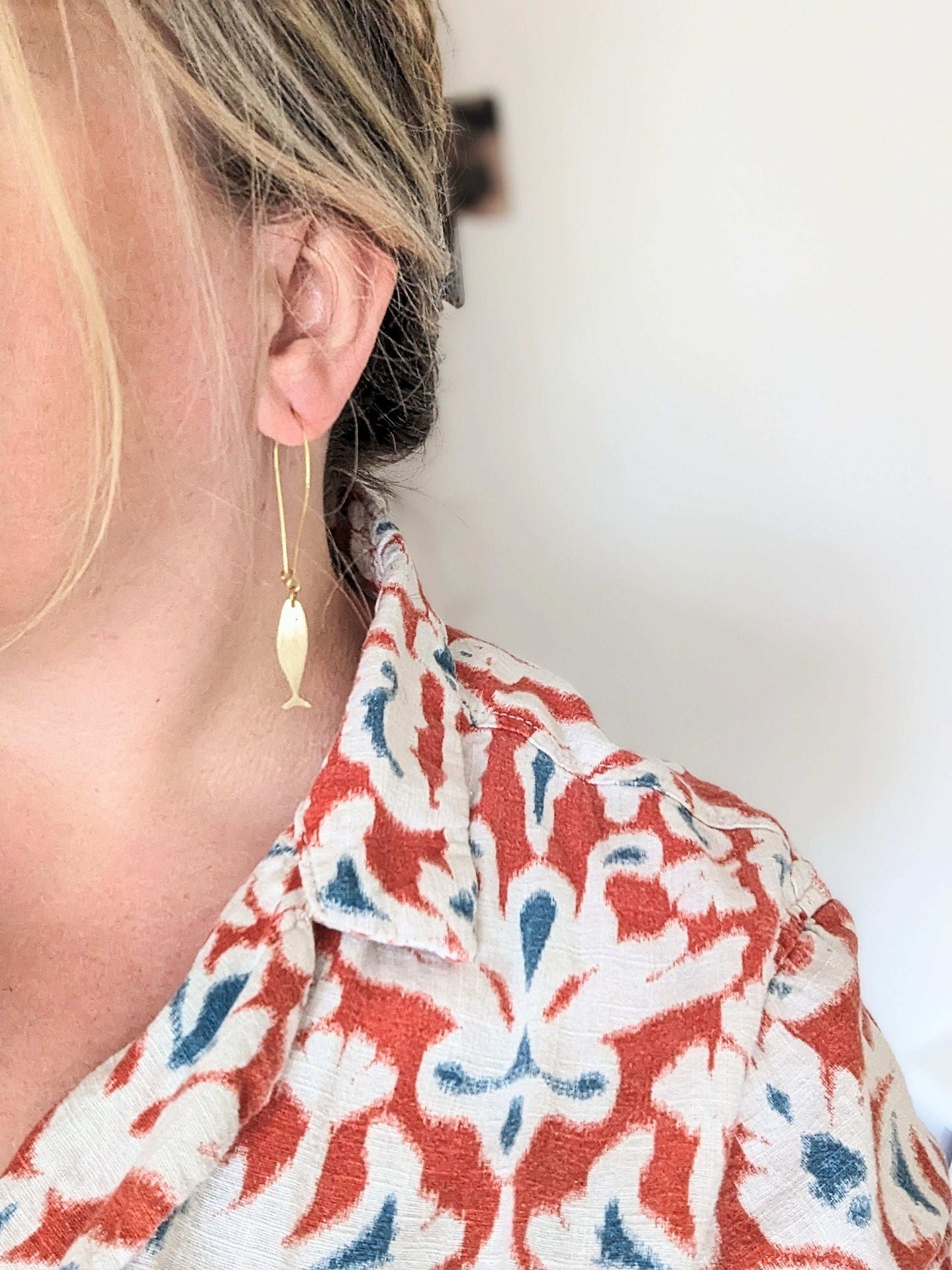 Unique sardine dangle drop earrings