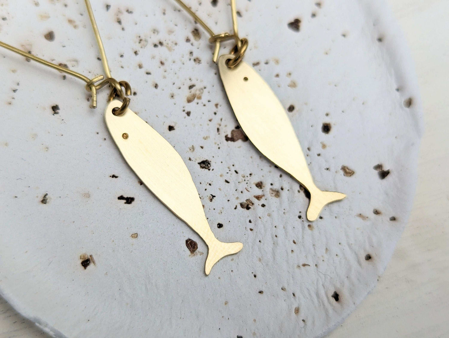 Unique sardine dangle drop earrings