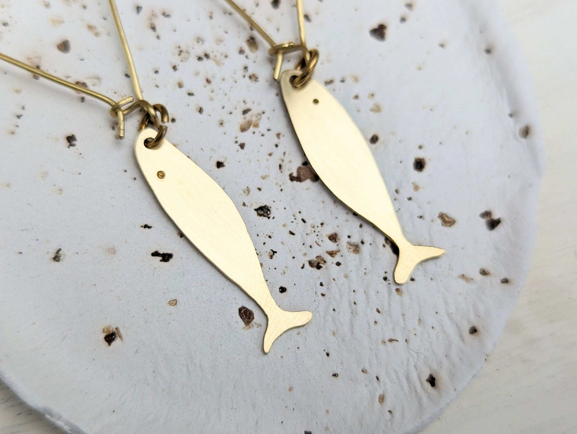 Unique sardine dangle drop earrings