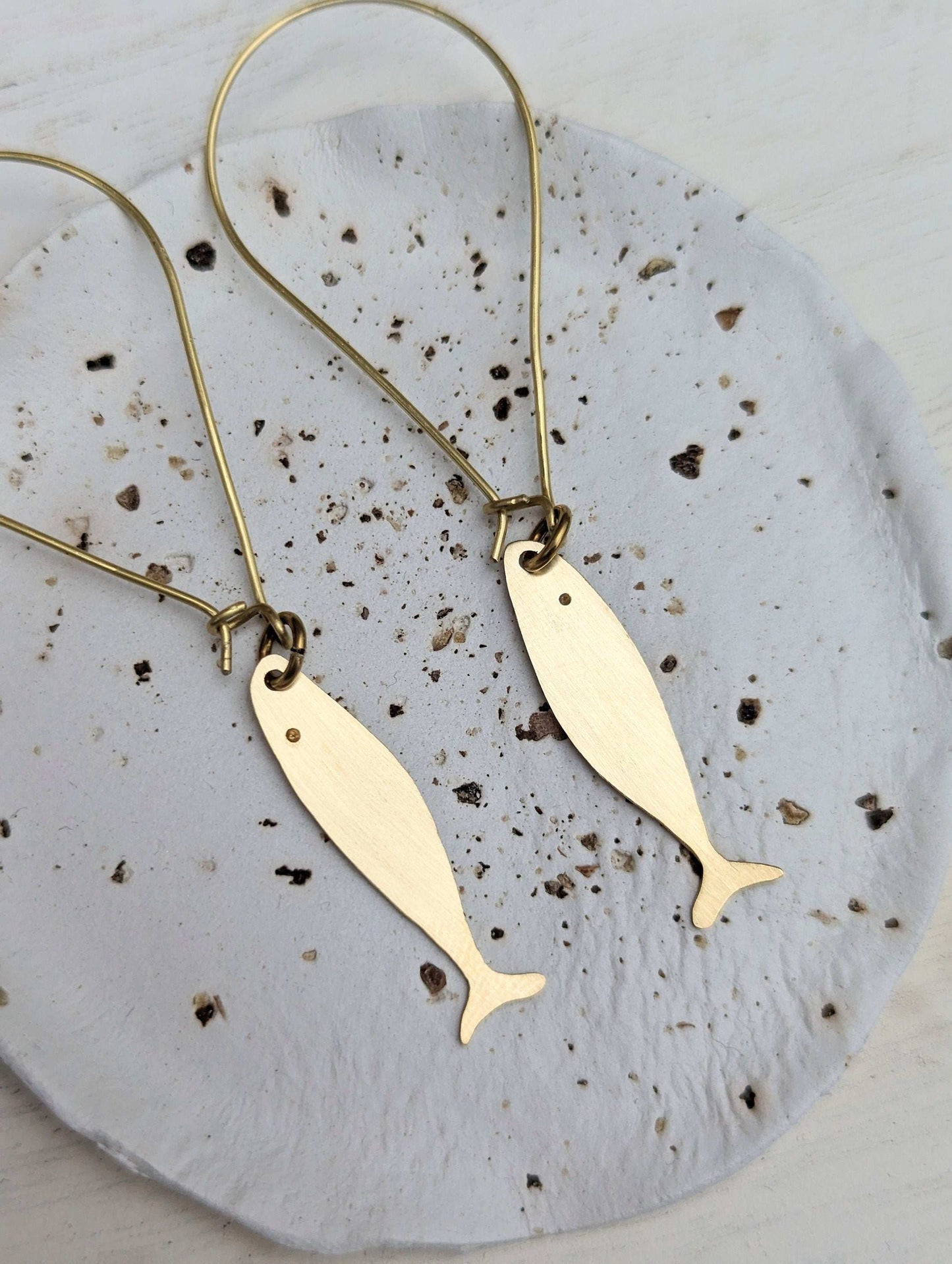 Unique sardine dangle drop earrings