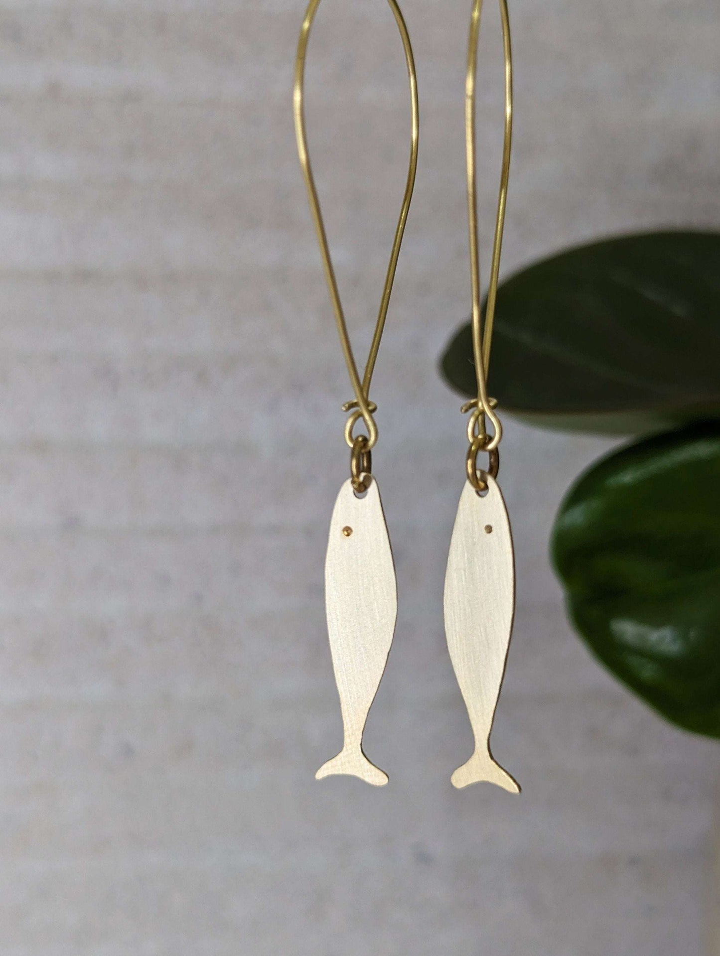 Unique sardine dangle drop earrings