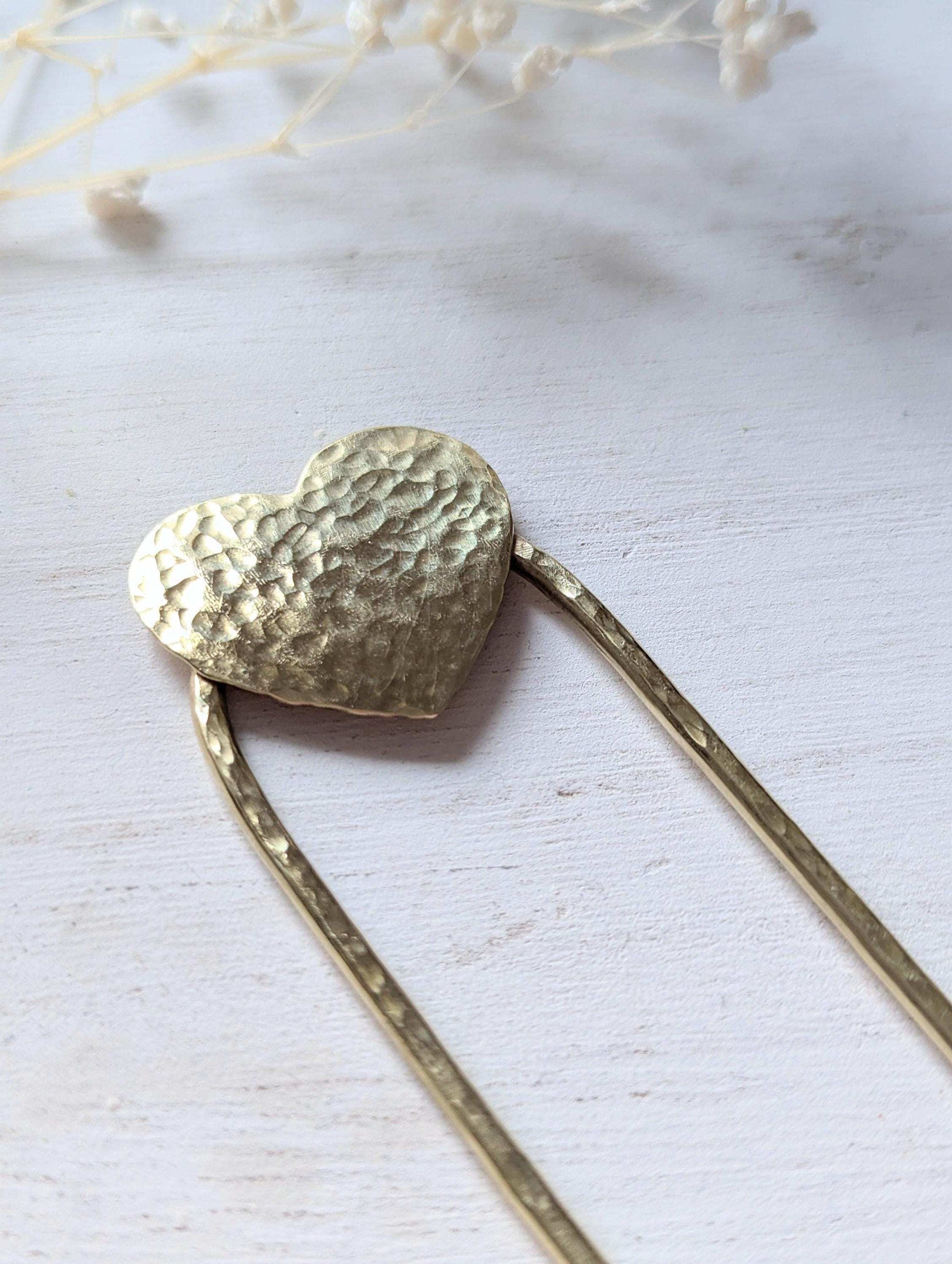 Gold Heart U Pin French bun Hair Fork