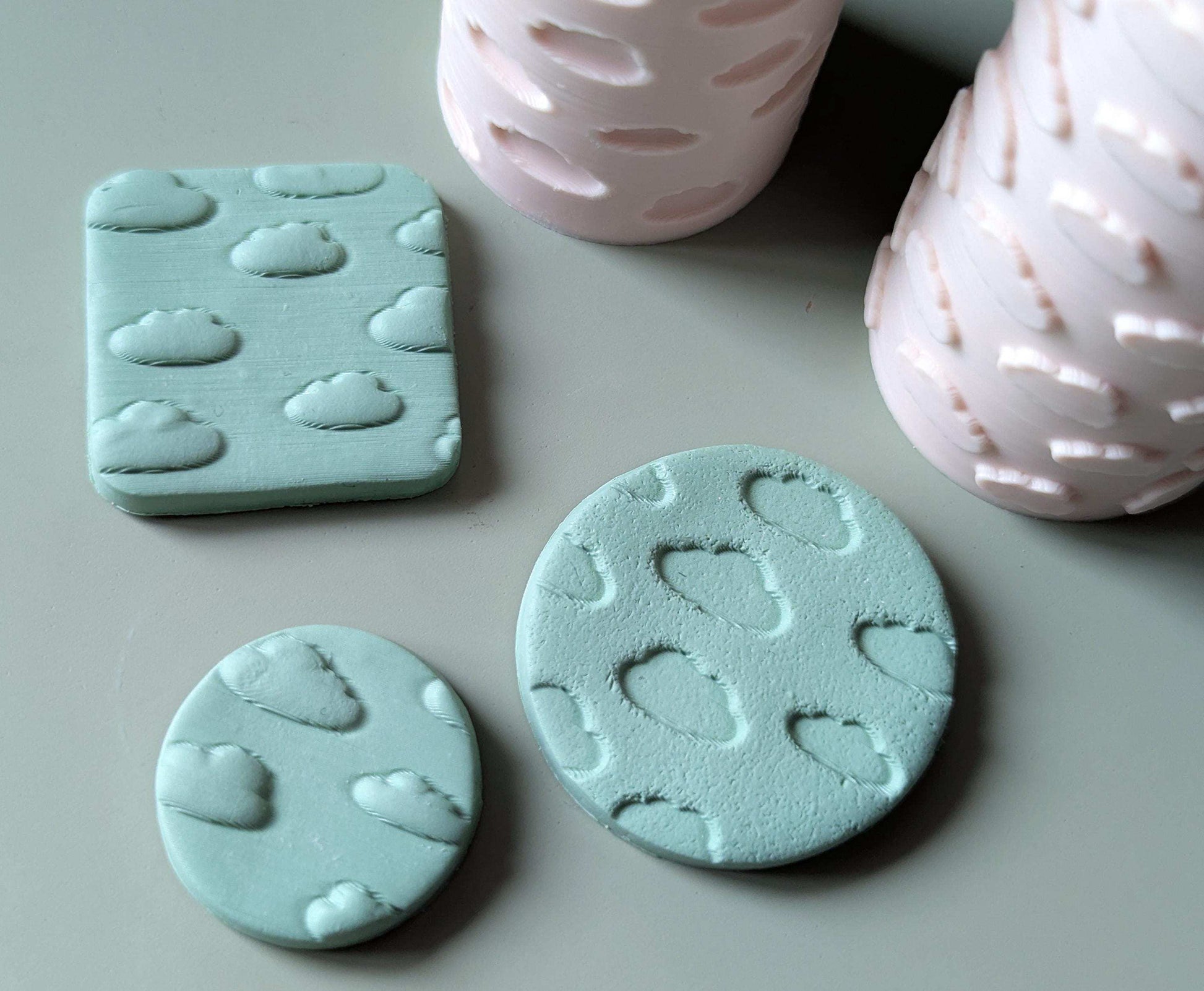 Cloud polymer clay seamless texture hand roller embossing set