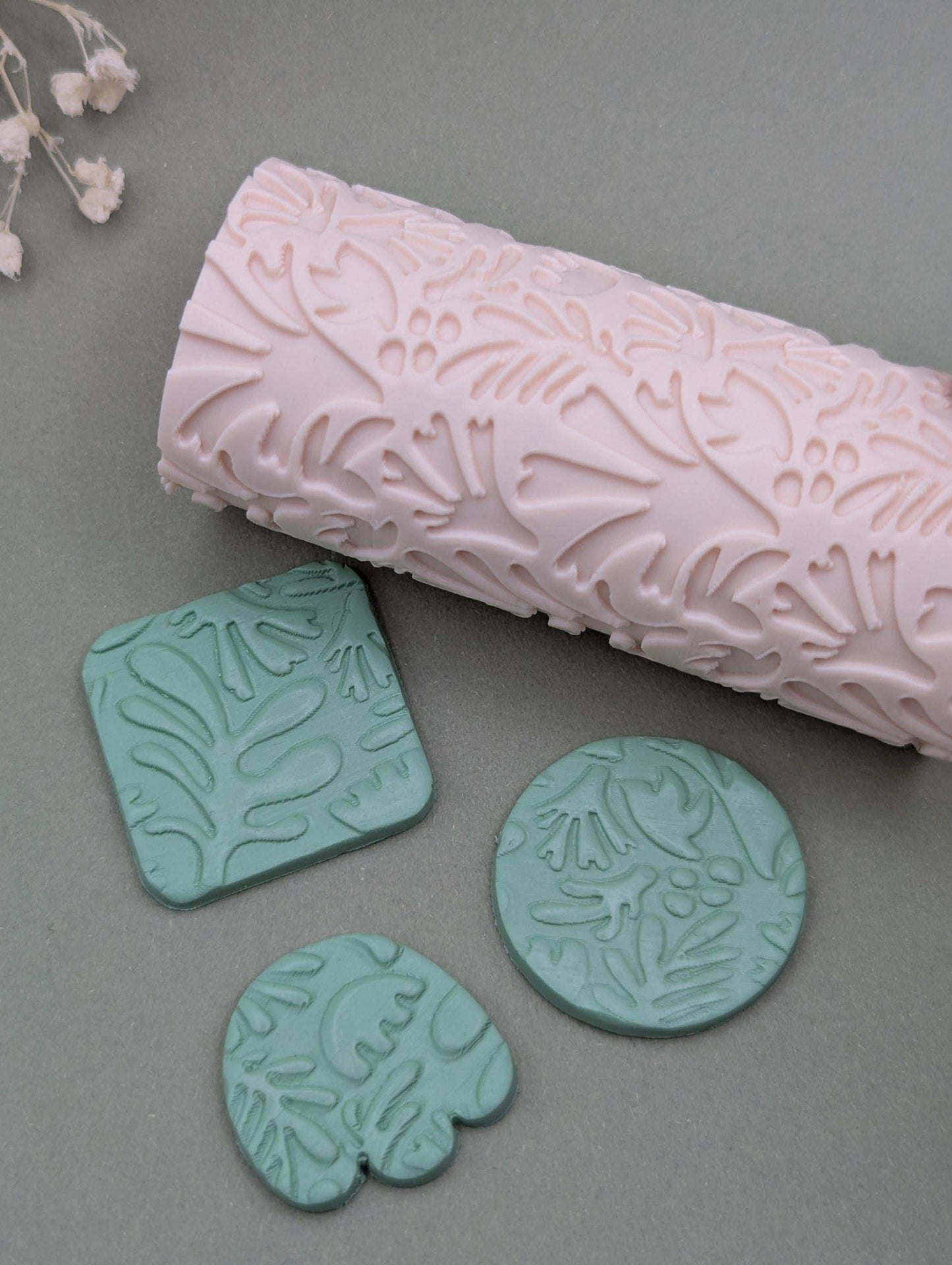 Matisse inspired seamless pattern clay hand roller | Debossed texture tool for Jewellery Polymer Clay + Ceramic pottery crafts