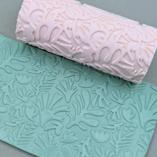 Matisse inspired seamless pattern clay hand roller | Debossed texture tool for Jewellery Polymer Clay + Ceramic pottery crafts
