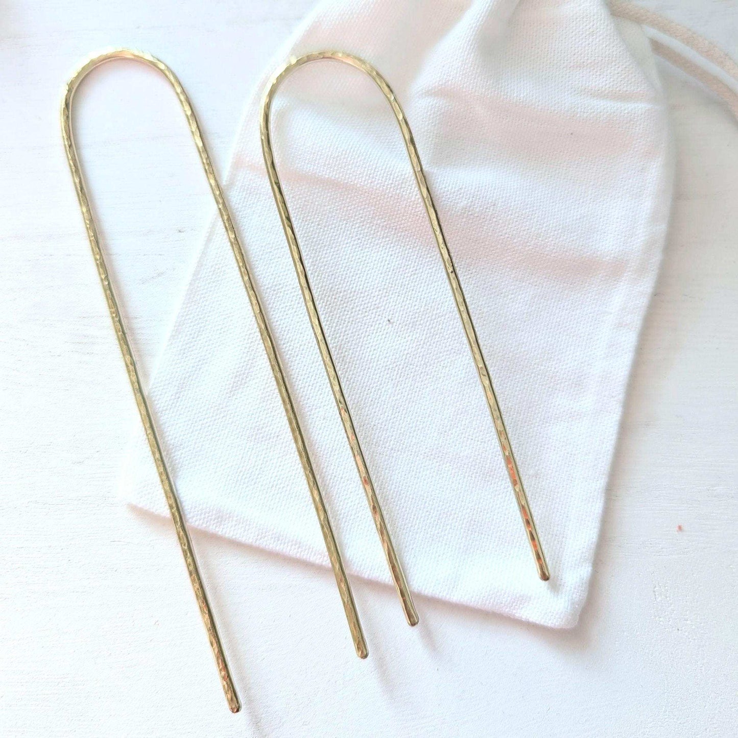 Hammered brass Gold Hair fork, minimalist hair accessory