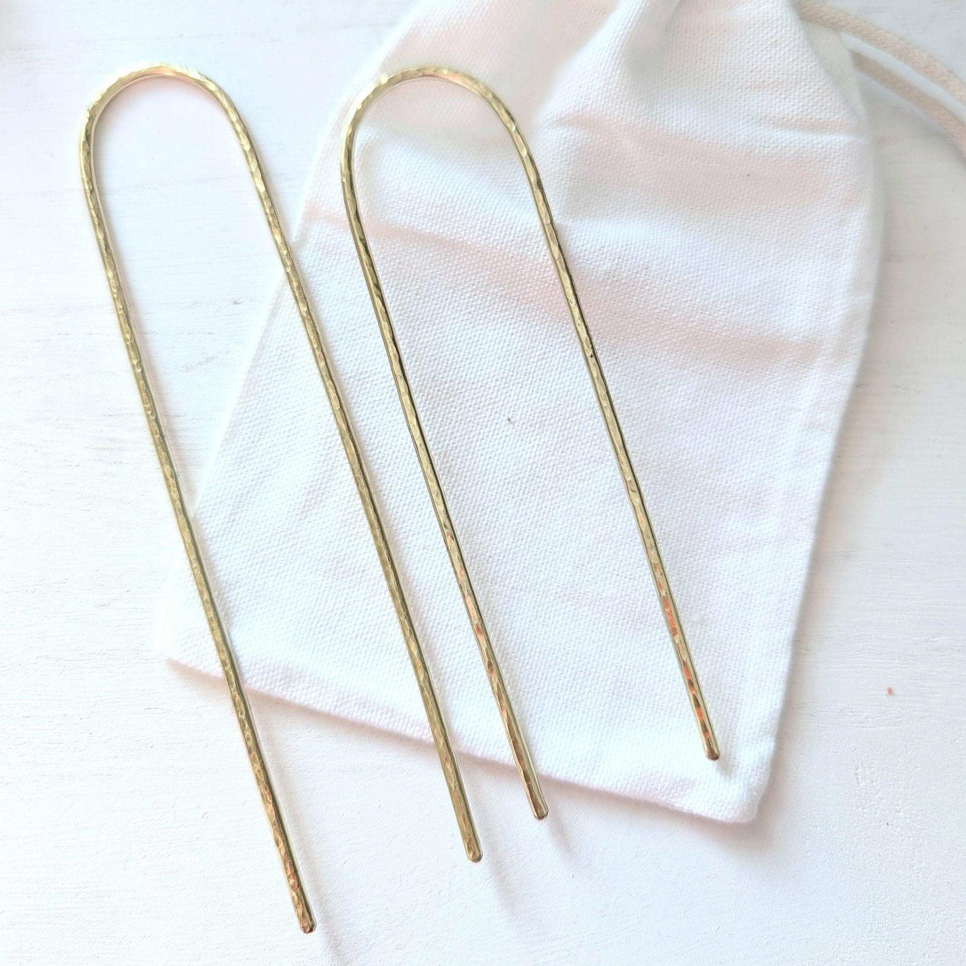 Hammered brass Gold Hair fork, minimalist hair accessory