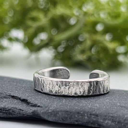 Minimalist hand textured organic solid sterling silver 3mm conch ear cuff