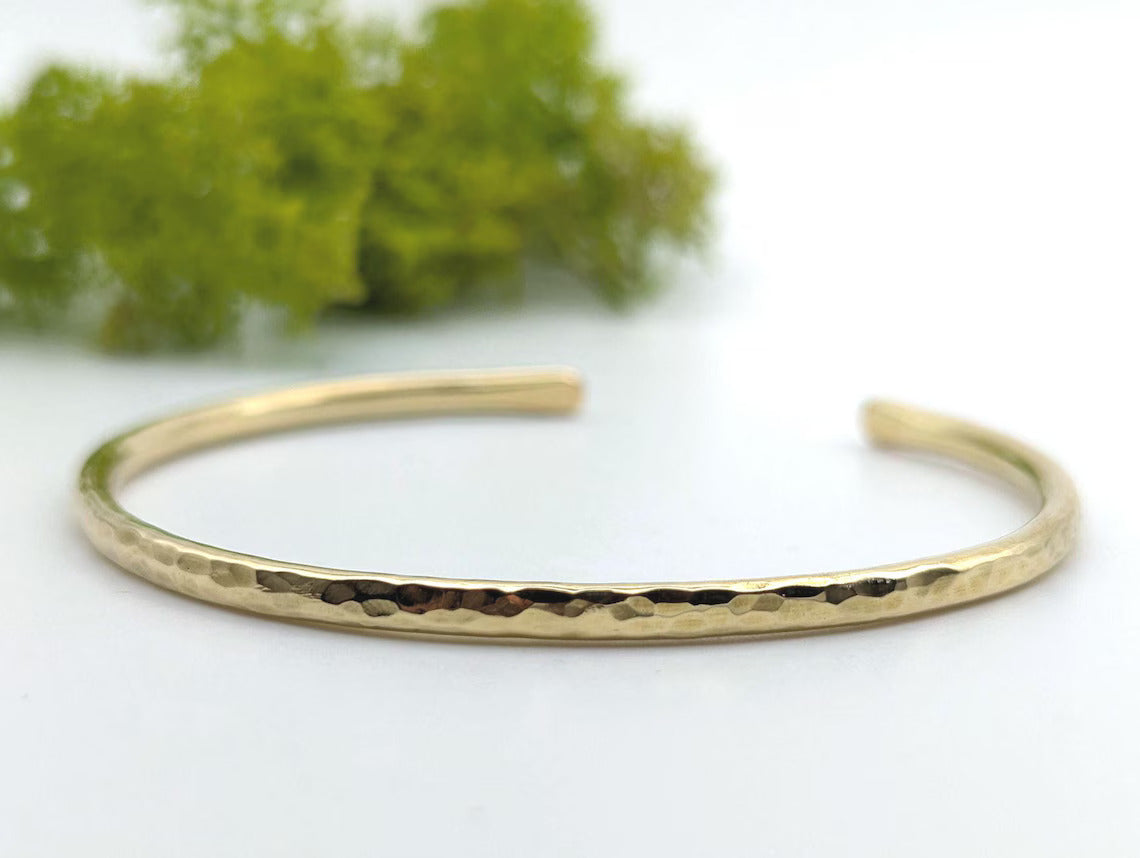 open cuff hammered texture sold brass bangle, is a beautiful sunshine gold colour