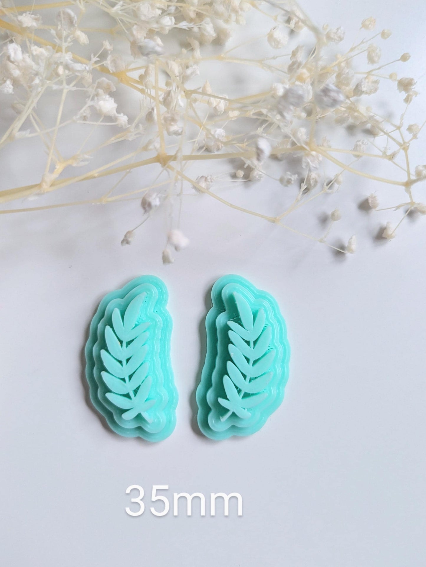 Leaf clay stamps, botanical polymer clay stem stamp sets