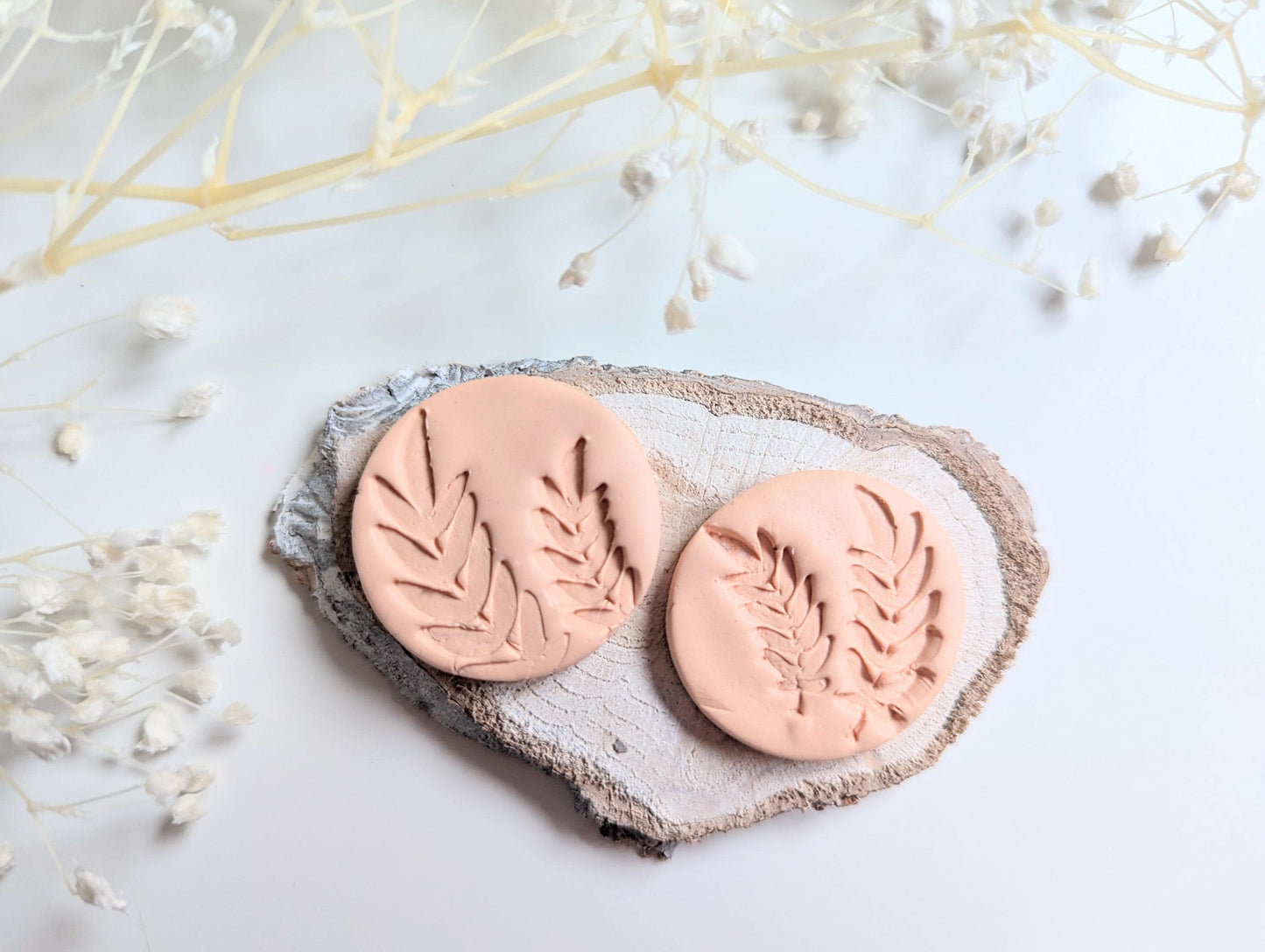 Leaf clay stamps, botanical polymer clay stem stamp sets