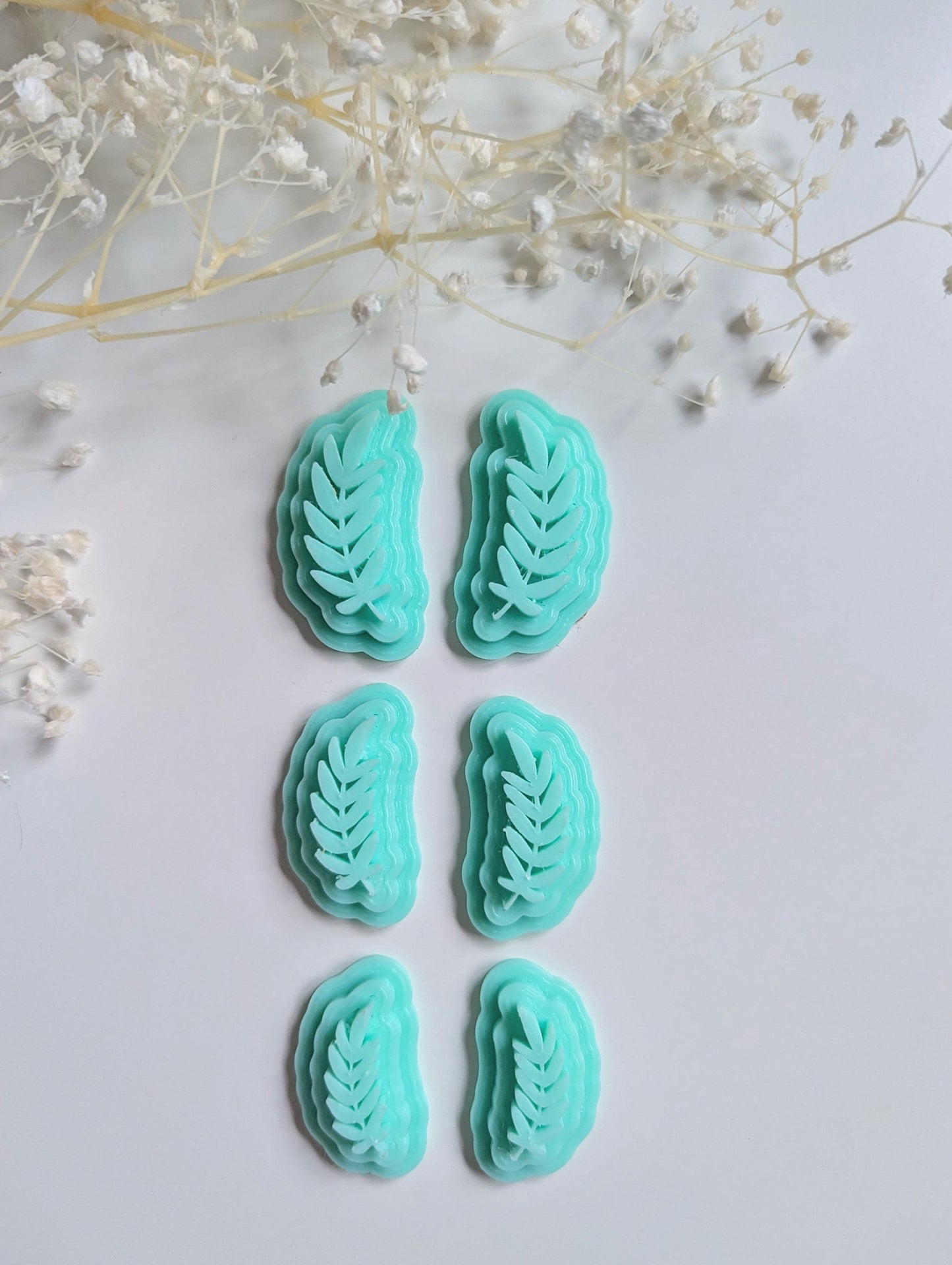 Leaf clay stamps, botanical polymer clay stem stamp sets