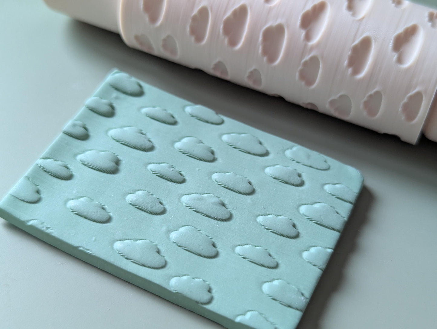 Cloud polymer clay seamless texture hand roller embossing set