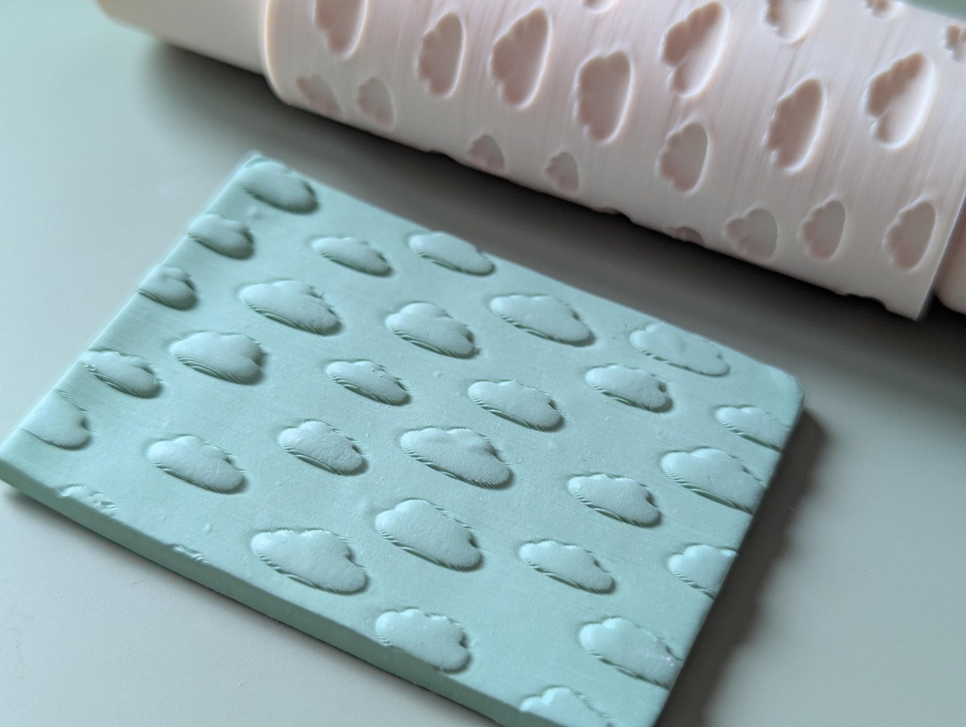Cloud polymer clay seamless texture hand roller embossing set