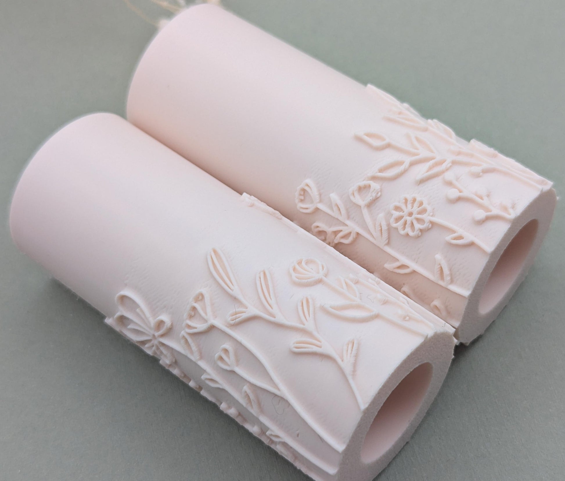 Wild flower border polymer clay seamless texture hand roller embossing set