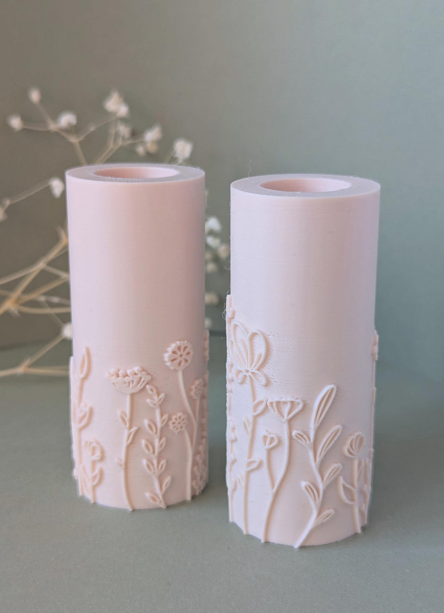 Wild flower border polymer clay seamless texture hand roller embossing set