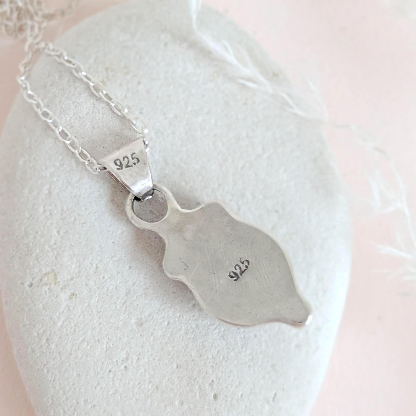 Dainty aqua blue Chalcedony rose cut sterling silver water drop pendant necklace