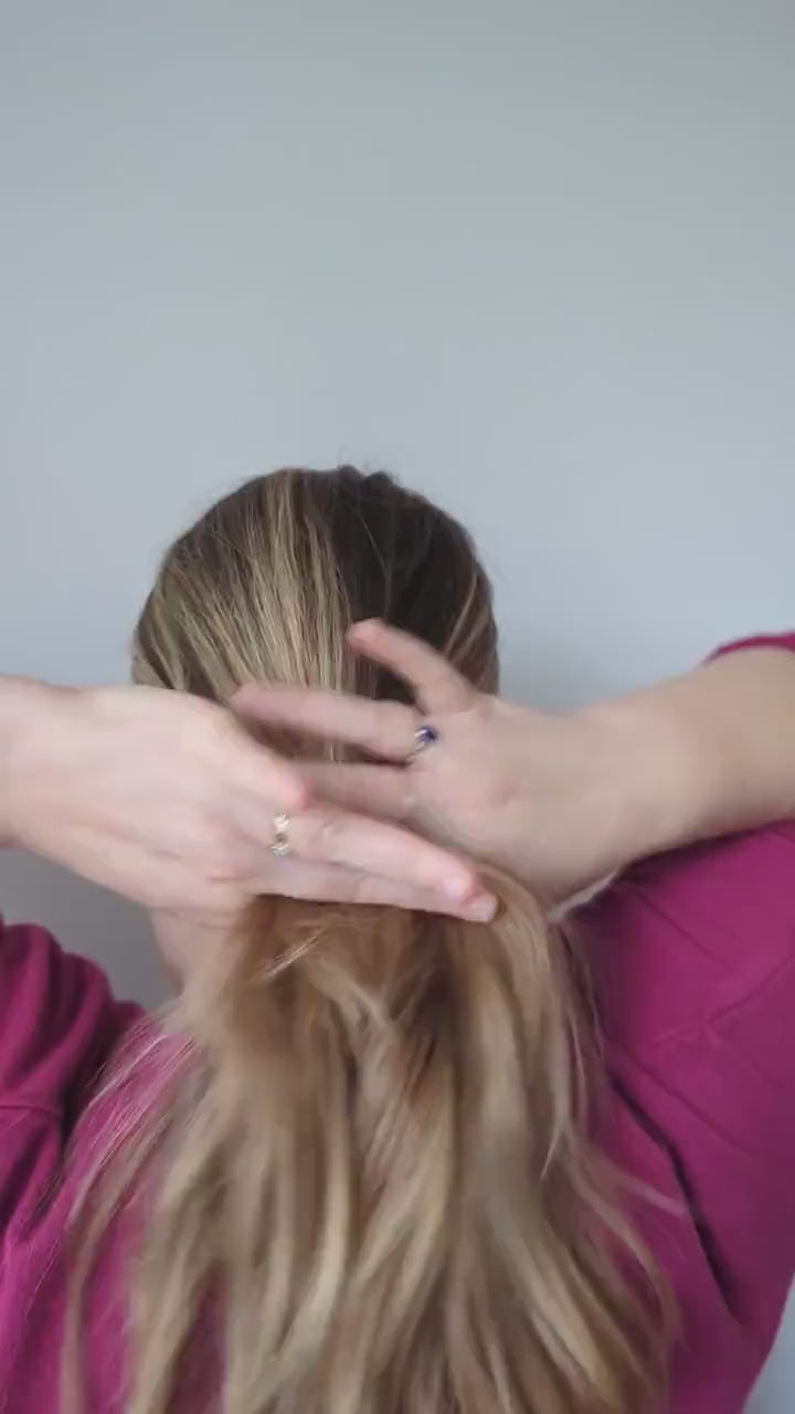 Gold hammered Heart U Pin French bun Hair Fork