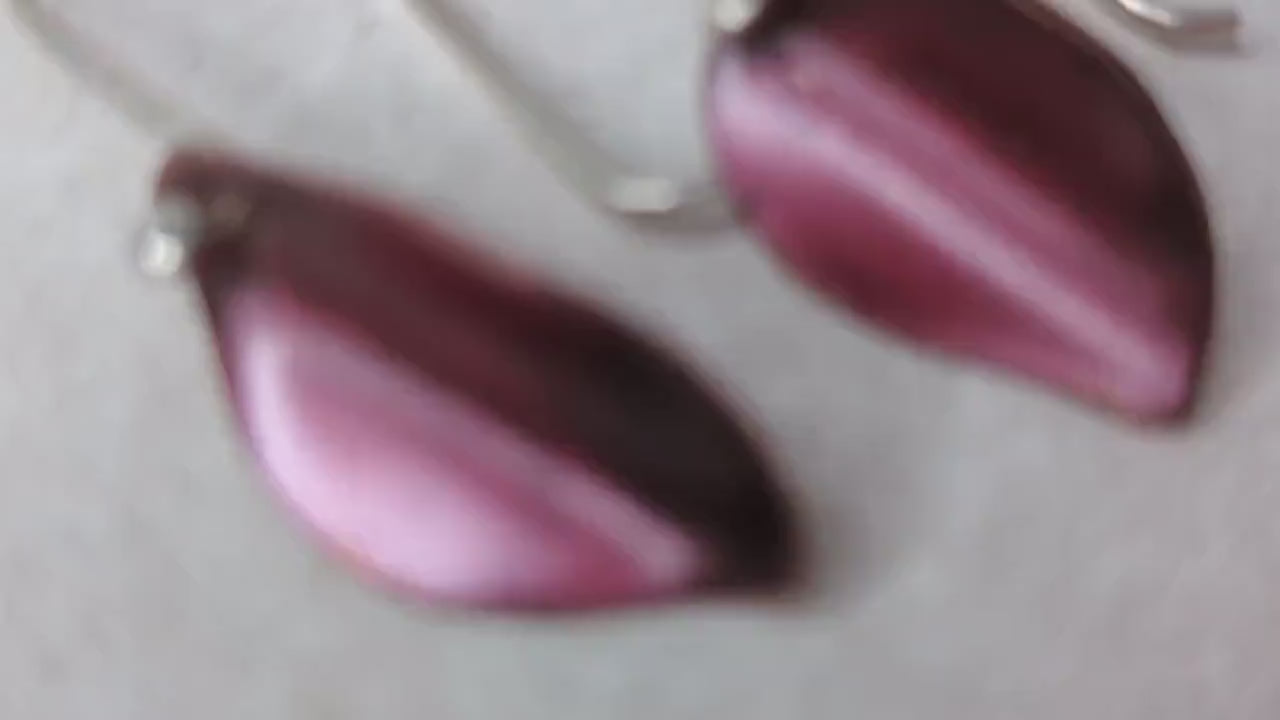 Handcrafted Autumn Leaf Dangle Earrings in Sterling Silver & Copper Patina