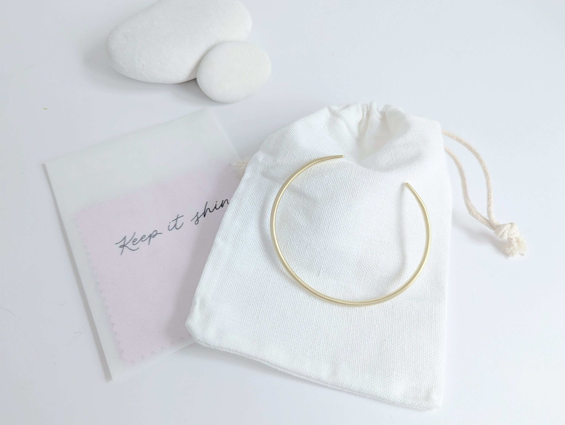 Slim brushed gold arm cuff bangle