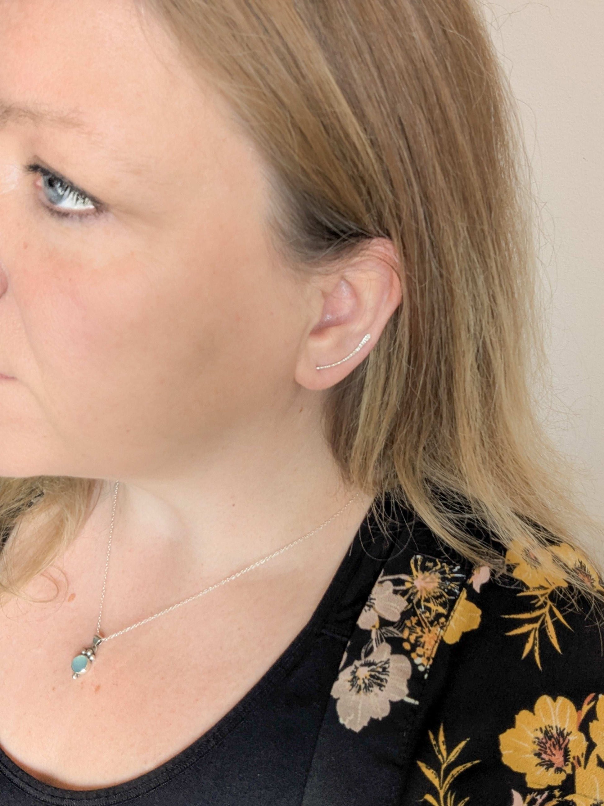 Textured sterling silver Ear climbers