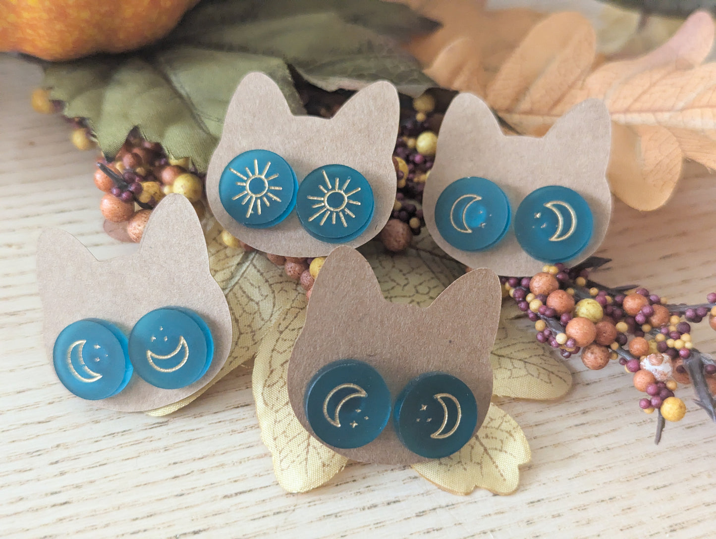 Halloween earring special - Pumpkins, Skulls & Bats! celestial button earrings