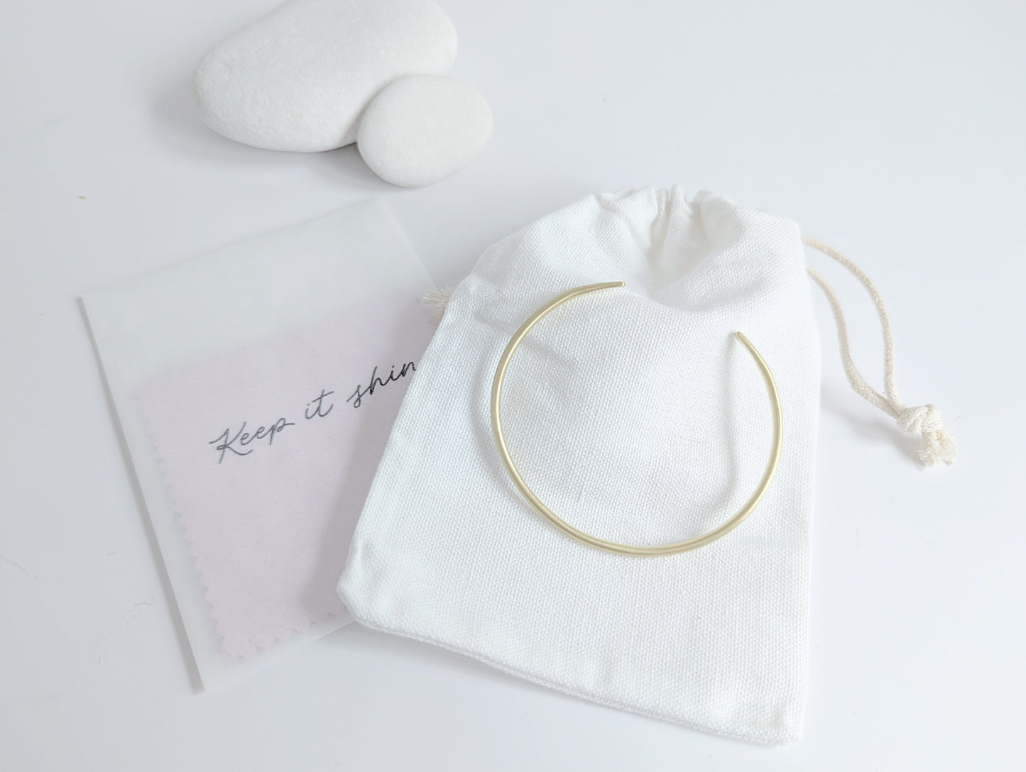 Slim brushed gold arm cuff bangle