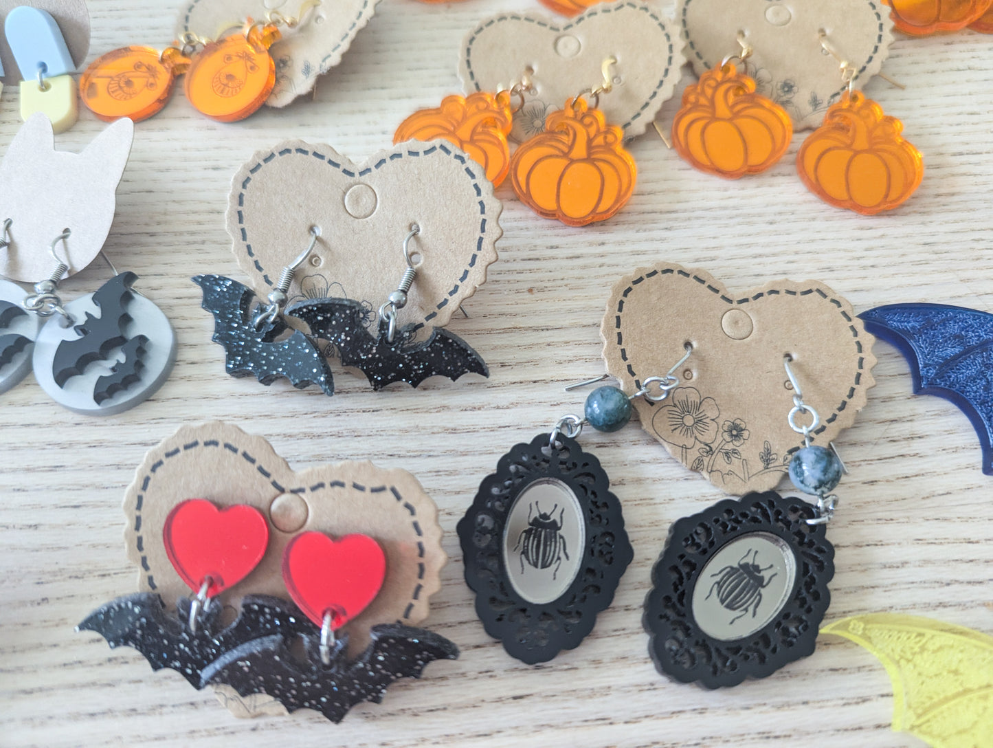 Halloween earring special - Pumpkins, Skulls & Bats! celestial button earrings