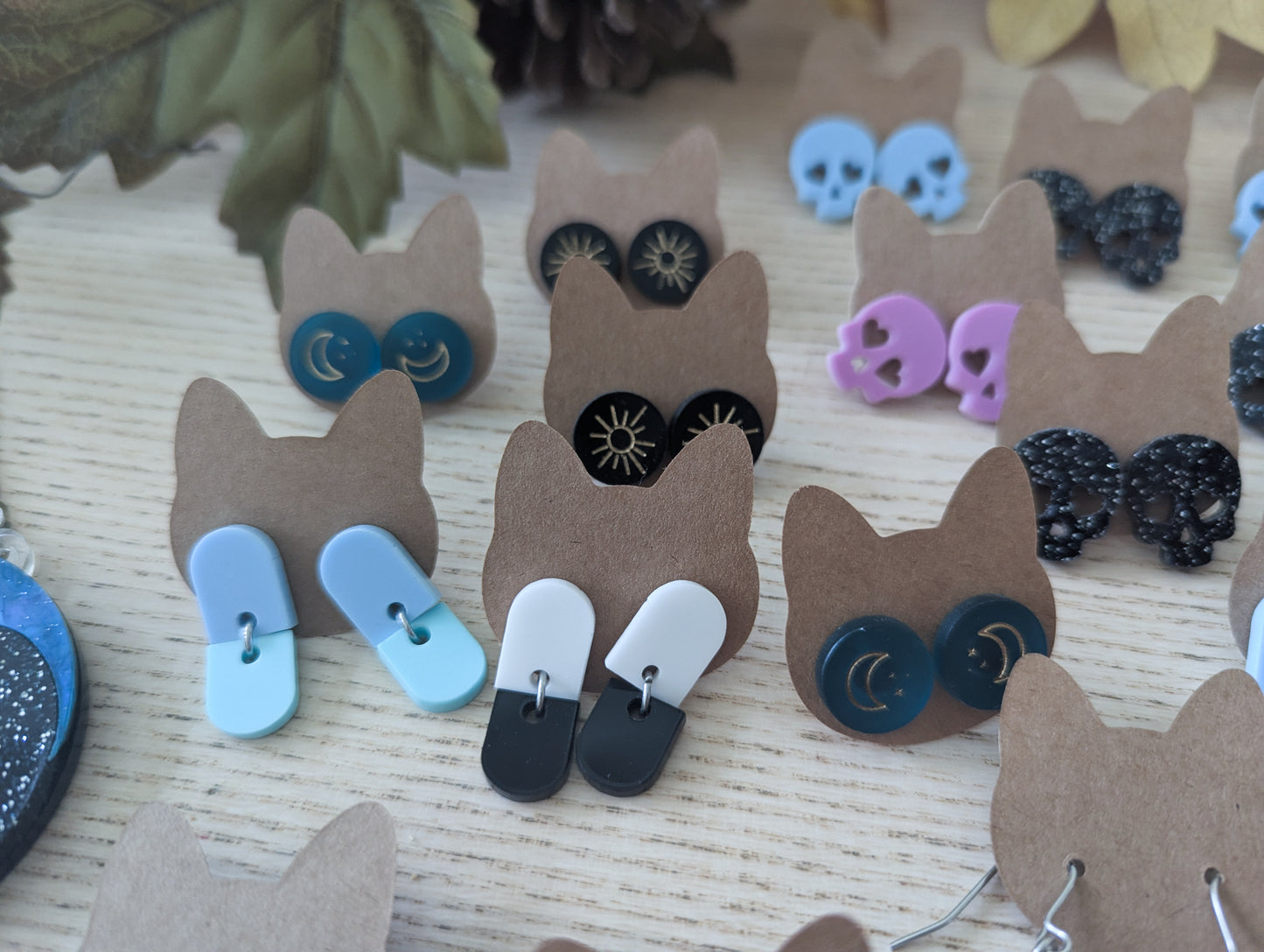Halloween earring special - Pumpkins, Skulls & Bats! celestial button earrings