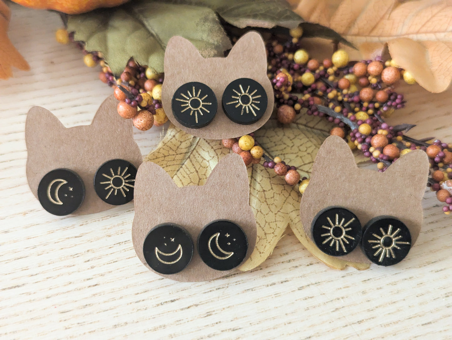 Halloween earring special - Pumpkins, Skulls & Bats! celestial button earrings