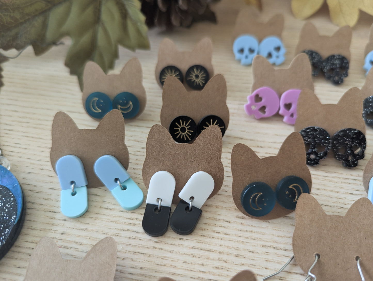 Halloween earring special - Pumpkins, Skulls & Bats! celestial button earrings