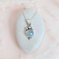 Aqua Blue Chalcedony Drop Necklace | Handmade Sterling Silver