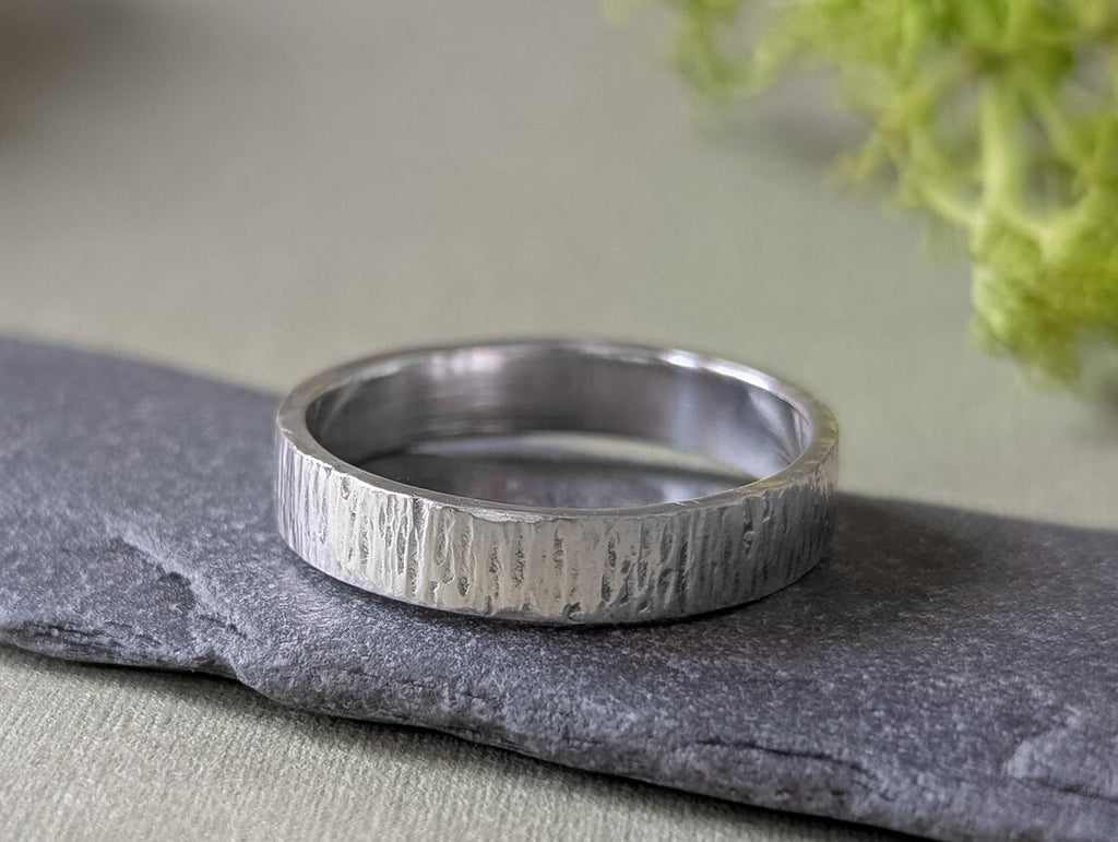 Bark Texture Chunky Sterling Silver Ring | Handmade UK
