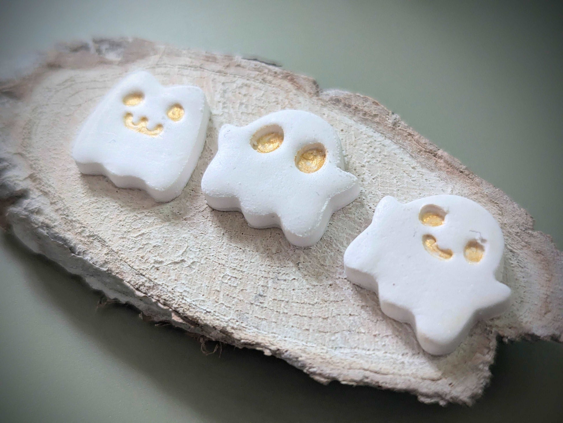 Huggy ghost stud or dangle earrings for Halloween - Polymer clay cutter