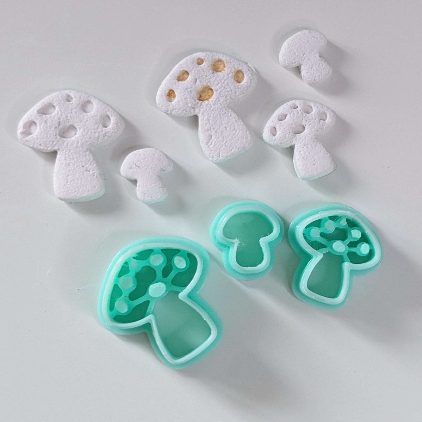 mushroom polymer clay cutter UK stamp set to use with mica powders