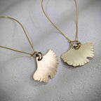 HANDMADE GINGKO BILOBA LEAF SOLID BRASS GOLD HOOP EARRINGS