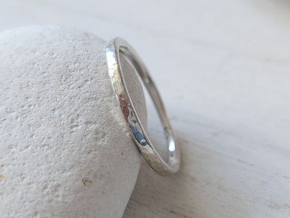 Hammered & twisted rope, slim sterling silver stacking ring bands - minimalist ring set