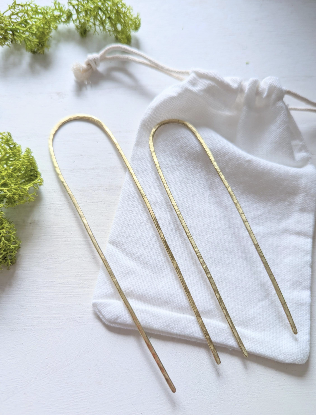 Hammered brass Gold Hair fork - minimalist hair accessory