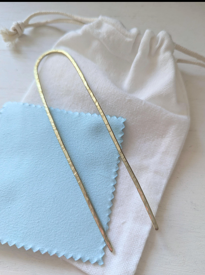 Hammered brass Gold Hair fork - minimalist hair accessory