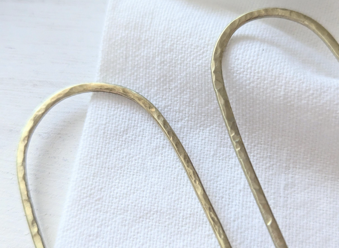 Hammered brass Gold Hair fork - minimalist hair accessory