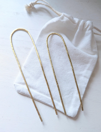 Hammered brass Gold Hair fork - minimalist hair accessory