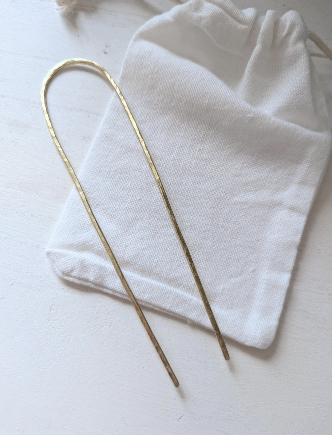 Hammered brass Gold Hair fork - minimalist hair accessory