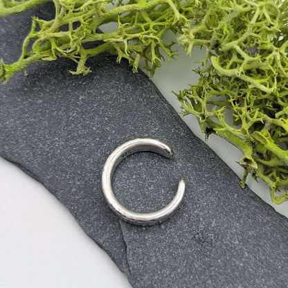 Minimalist hand textured organic solid sterling silver 3mm conch ear cuff
