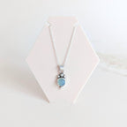 Dainty aqua blue Chalcedony rose cut sterling silver water drop pendant necklace