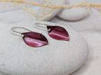 Handcrafted Autumn Leaf Dangle Earrings in Sterling Silver & Copper with a vibrant red Patina